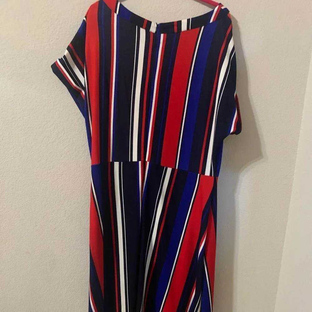 New York & Company Multi-colored High-Low Striped Stretch Duster Top XXL - Picture 4 of 10